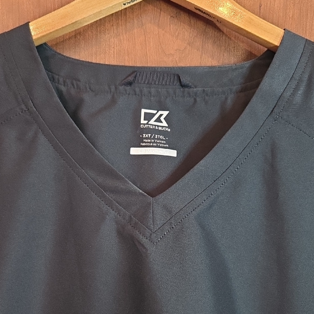 Cutter & Buck Men's Size 3XL Weather Tec Black V-Neck Golf Windbreaker Pullover
